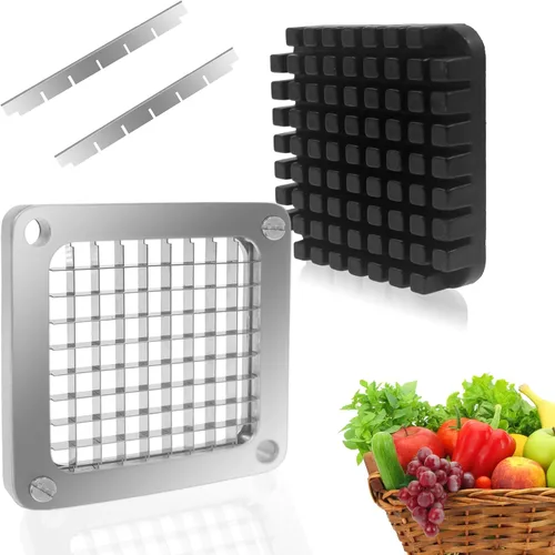 Miniatura 11 de Hoja de Reemplazo Chopper de 1/2 Pulgada, Hoja de Acero Inoxidable y Bloque Empujador Comercial para Picadora de Verduras y Dados, Cortador de 1.27
