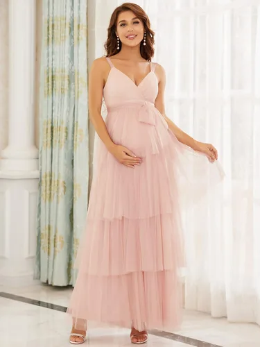 Miniatura 4 de Ever-Pretty Vestido de fiesta de noche de maternidad con cuello en V y borla para mujer 20794-EY