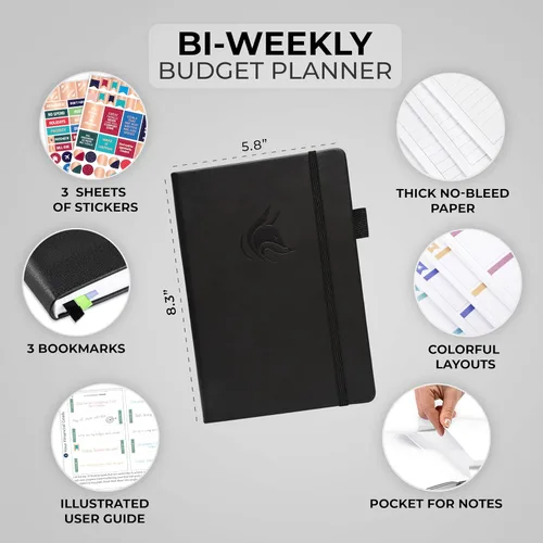 Miniatura 2 de Clever Fox Planificador de presupuesto bi semanal - Libro organizador financiero sin fecha - Rastreador de gastos, cuaderno de presupuestos y Negro