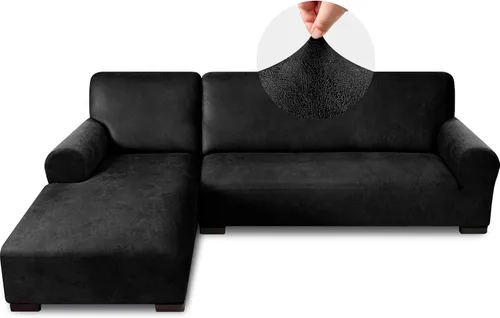 Miniatura 16 de Fundas para sofá modular, funda para sofá con aspecto de cuero, forma de L, 2 piezas, funda elástica suave para sofá seccional, protector de muebles
