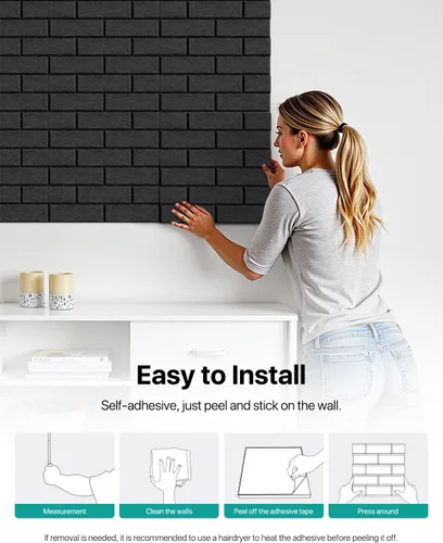 Miniatura 6 de Paneles de pared insonorizados, autoadhesivos, paneles acústicos, paquete de 12 paneles de pared de ladrillo, paneles de amortiguación de sonido