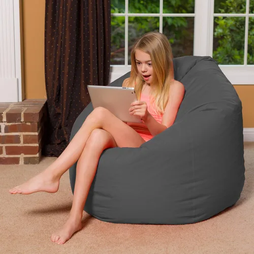 Miniatura 4 de Posh Beanbags - Sillón puff XL, 48 pulgadas, color gris jaspeado Gris brezo