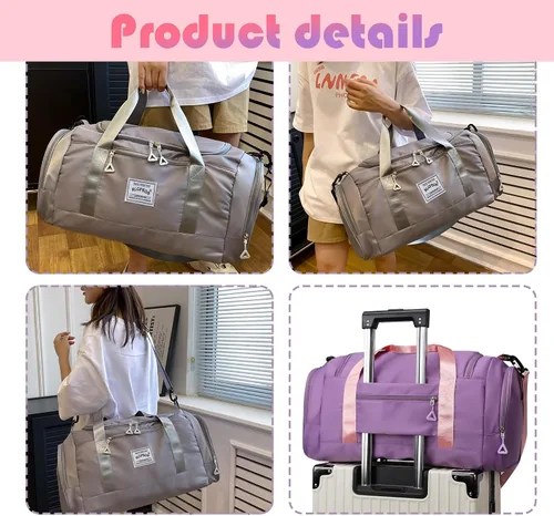 Miniatura 7 de RLGPBON Bolsa de gimnasio para mujeres y hombres, bolsa de lona para deportes, gimnasios y escapadas de fin de semana, bolsa de lona impermeable