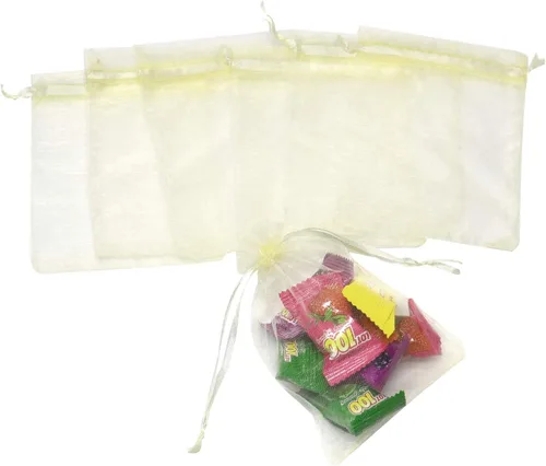 Miniatura 4 de 50 bolsas de organza transparentes de 3 x 4 pulgadas, pequeñas bolsas de regalo de joyería con cordón para bodas, fiestas, bolsas de dulces