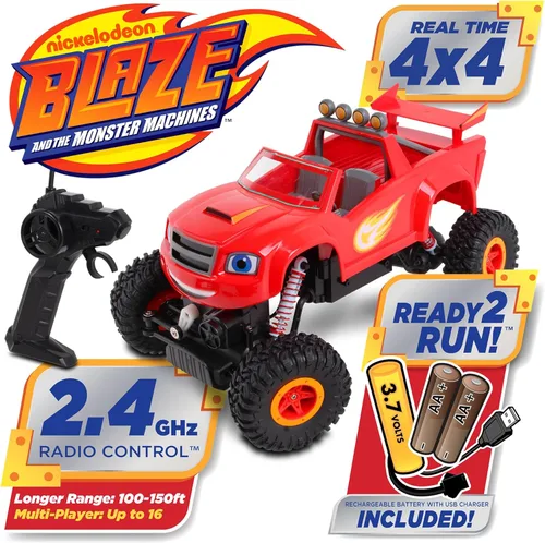 Miniatura 3 de NKOK Blaze & The Monster Machines: RC Rock Crawler - Blaze Monster Camión 4x4 con control remoto, escala 1:16, 2.4 Ghz, listo para funcionar (6501)