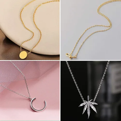 Miniatura 6 de Paquete de 50 cadenas de collar chapadas en plata a granel, paquete de cadenas de cable para fabricación de joyas