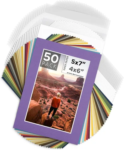 Miniatura 28 de Mat Board Center, paquete de 25 alfombrillas fotográficas de 8 x 10 pulgadas + respaldo + bolsa, kit de exhibición de tablero precortado para fotos