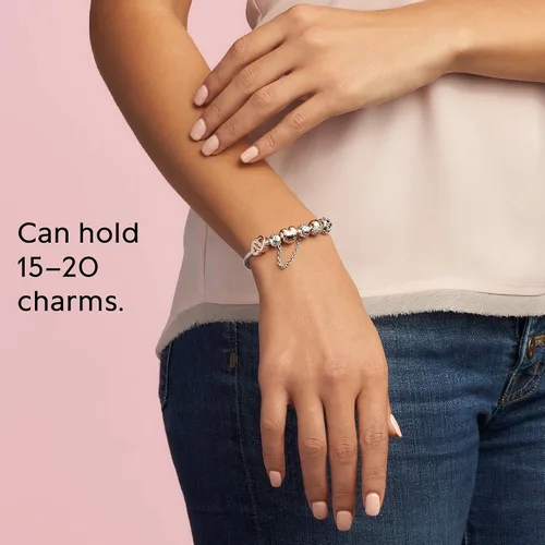 Miniatura 7 de Pandora Moments - Pulsera de cadena de serpiente con cierre de corazón, pulsera para mujer, compatible con momentos, con caja de regalo