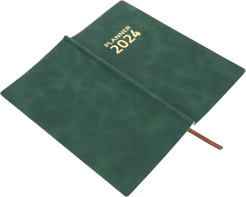 Agenda 2024, agenda delicada, bloc de notas para planificación, multifunción, color verde oscuro, papel de oficina, agenda diaria, cuaderno de