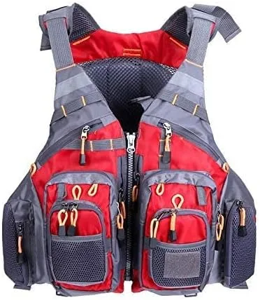 Miniatura 3 de JKSPORTS Chaleco de pesca con mosca, chaleco salvavidas de seguridad para natación, vela, barco, kayak, flotante, multifuncional, transpirable, Gris