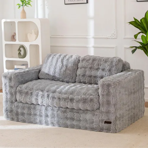 Miniatura 25 de MAXYOYO Sofá de dos plazas para sala de estar, sofá pequeño acolchado sin estructura, cómodo sillón tipo puf para espacios pequeños, dormitorio