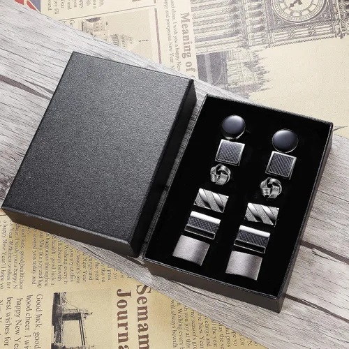 Miniatura 7 de LOLIAS Juego de gemelos clásicos de 6 pares para hombres, bodas, negocios, día de San Valentín, cumpleaños, regalos del padre con caja de gemelos