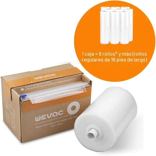 Miniatura 6 de Wevac Rollo de sellado al vacío de alimentos de 11" x 150' con cortador, bolsas selladoras al vacío ideales para Food Saver, sin BPA, grado