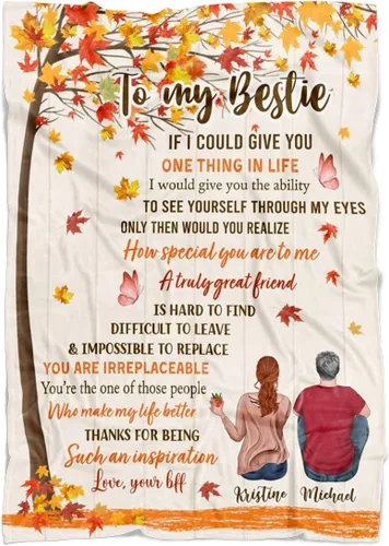 Miniatura 11 de Manta de mejor amiga con nombre personalizable con texto en inglés «To My Bestie I Love You», regalo personalizado de cumpleaños y amistad