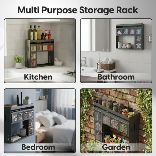 Miniatura 7 de Organizador de especias para gabinete: solución de almacenamiento para ahorrar espacio en la cocina, soporte de pared o organizador de encimera