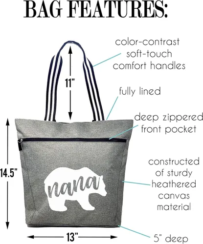 Miniatura 36 de Brooke & Jess Designs Bolso de mano para la abuela – Bolso de lona resistente con cremallera y bolsillo interior para la abuela para uso diario