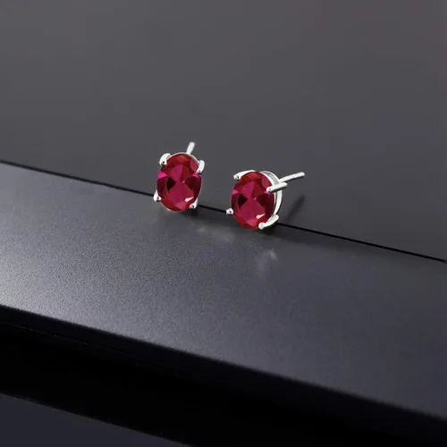 Miniatura 184 de Gem Stone King Aretes de oro de 14 quilates con piedra natal ovalada de 0.315 x 0.236 in Aretes de oro para mujer