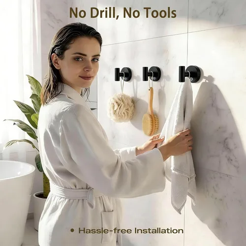 Miniatura 4 de Paquete de 4 ganchos de ventosa resistentes, sin taladro y ganchos de ducha extraíbles para ducha interior, pared, ventana de vidrio, azulejos