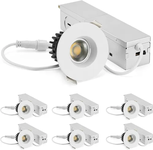 Miniatura 15 de ZYC Iluminación LED empotrable pequeña de 2 pulgadas, paquete de 6 unidades, cardán empotrado negro sin lata, foco giratorio limitado, regulable, 5