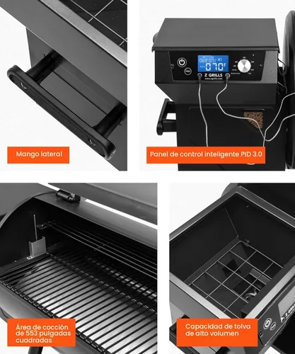 Miniatura 5 de Z GRILLS ZPG-550B2 - Parrilla de pellets de madera y ahumador con controlador PID 2.1, área de cocción de 553 pulgadas cuadradas, sonda de carne