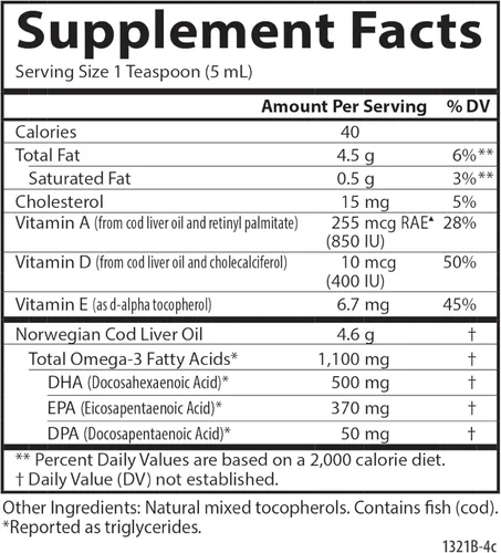 Miniatura 8 de Carlson - Aceite de hígado de bacalao 1100 mg Omega-3 más vitaminas A y D3 - Suplemento de omega 3 EPA DHA de captura silvestre - Aceite de pescado