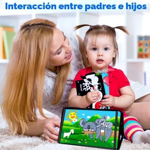 Miniatura 6 de Juguetes para bebés de 0 a 6 meses – Juguete para bebé con espejo de bebé con libro de tela, juguete de bebé de alto contraste en blanco y negro