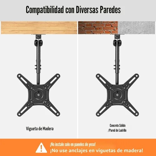 Miniatura 7 de ELIVED Soporte de techo abatible para TV para la mayoría de televisores de 14 a 40 pulgadas, soporte de TV plegable para techo plano y inclinado