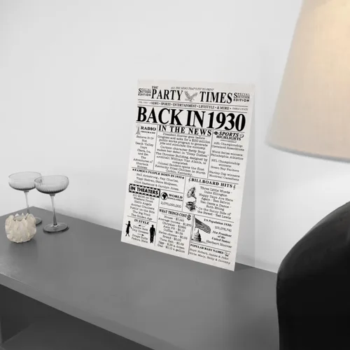 Miniatura 2 de Póster de cumpleaños 96 sin marco, periódico Back In 1930, regalos de feliz cumpleaños 96 para hombres y mujeres, vintage, retro, nacido en 1930