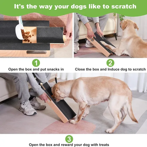 Miniatura 10 de Almohadilla Rascadora de Uñas para Perros en Forma de M con Caja de Golosinas, Tablero Rascador de Uñas para Perros Grandes, Juguete Lima de Uñas