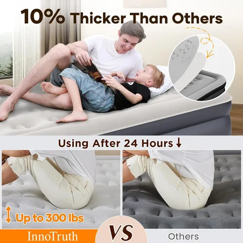 Miniatura 3 de InnoTruth Colchón de aire matrimonial con bomba integrada, ganador del premio Family Choice, colchón inflable, cama de aire elevada de 18 pulgadas