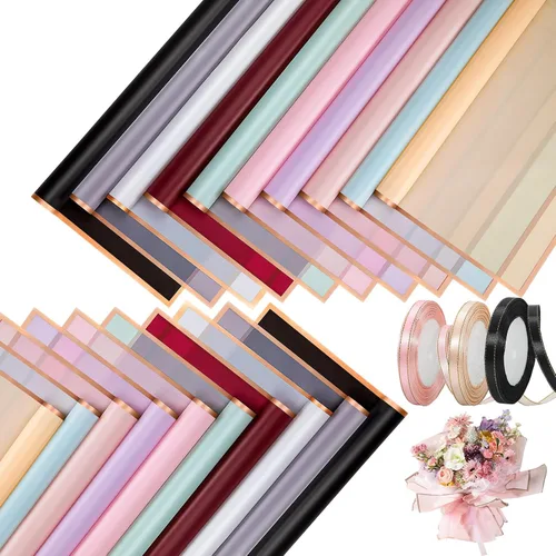 100 hojas de papel de envoltura de flores con papel de envoltura de ramo de flores de color puro para embalaje de manualidades DIY impermeable,