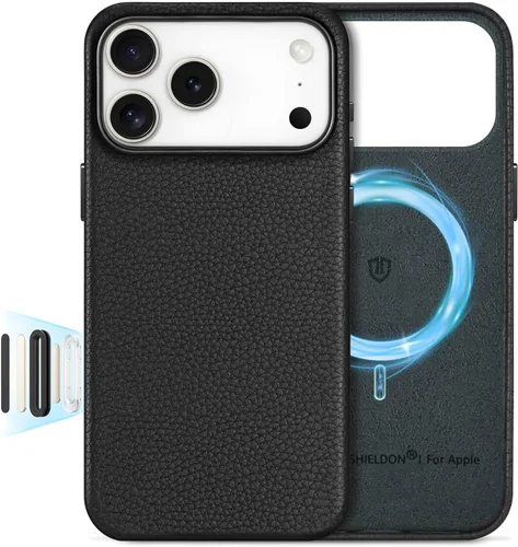Miniatura 46 de SHIELDON Funda de cuero genuino para iPhone 17 Pro Max de 6.9 pulgadas 2025, [botón de la cámara actualizado], compatible con Magsafe, carga Azul