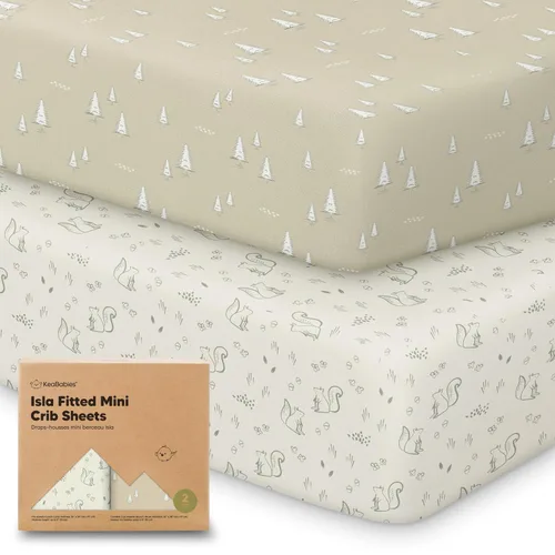 Miniatura 21 de Sábanas ajustadas para Pack and Play - Paquete de 2 sábanas mini para cuna para Pack N Play, colchón 38x26, ropa de cama suave y acogedora
