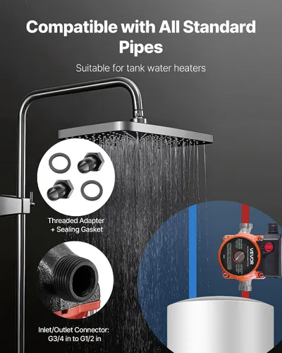 Miniatura 6 de VEVOR Bomba de Recirculación de Agua Caliente, 10 GPM, Sistema de Bomba Circuladora de Circulación Instantánea, Control de 3 Velocidades, 0.13 HP