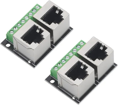 Miniatura 9 de 2 unids RJ45 Ethernet solo conector hembra placa de ruptura, 0.100 in paso RJ45 tornillo placa adaptador terminal