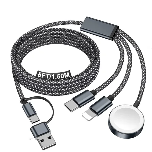 Miniatura 15 de Esenciales de viaje para cargador de Apple Watch, cargador de iPhone, cable de carga de viaje 3 en 2 tipo C/Lightning/magnético, cable de carga