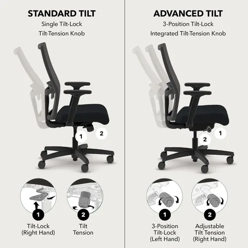 Miniatura 4 de HON Ignition 2.0 Silla de oficina ergonómica grande y alta de malla con reposacabezas, capacidad de 450 libras, silla de escritorio extra ancha