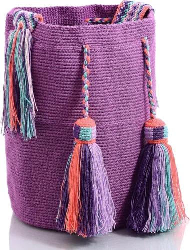 Miniatura 3 de Wayuu Classic Boho Collection - Bolso de mano tejido de ganchillo para playa