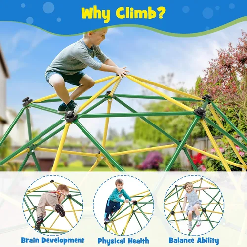 Miniatura 4 de Amictoy Domo de Escalada, Escalador de 10 Pies con Hamaca y Columpio, Gimnasio de la Selva para el Patio Trasero para Niños, Modelo Mejorado 2025