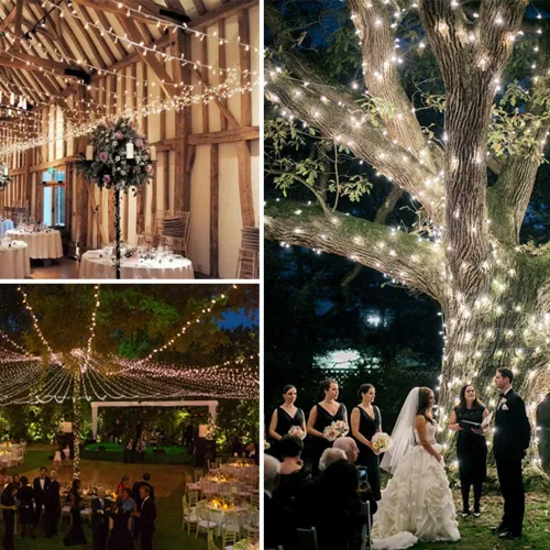 Miniatura 4 de Tira de luces de Navidad, 33 pies, 100 luces LED blancas para árbol de Navidad, tira de luces conectables para interiores, cable transparente, 8