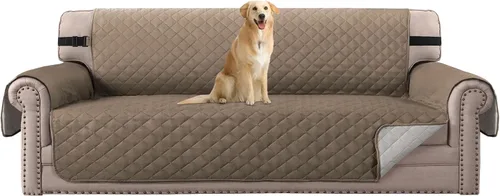 Miniatura 35 de H.VERSAILTEX Funda de sofá resistente al agua para sofá de 3 cojines, reversible, protector de muebles acolchado con correa elástica, funda de sofá