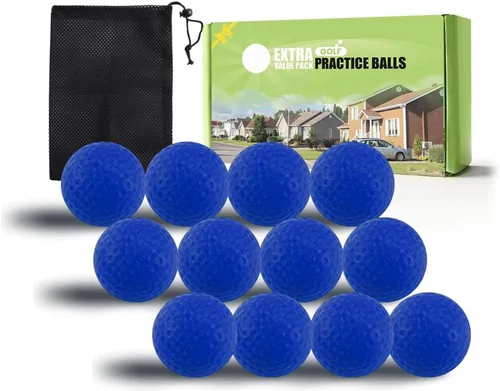 Miniatura 16 de FINGER TEN Pelotas de práctica de golf de espuma de colores, paquete de 12, 24, 50 unidades, pelota de golf ligera de vuelo limitado para interiores