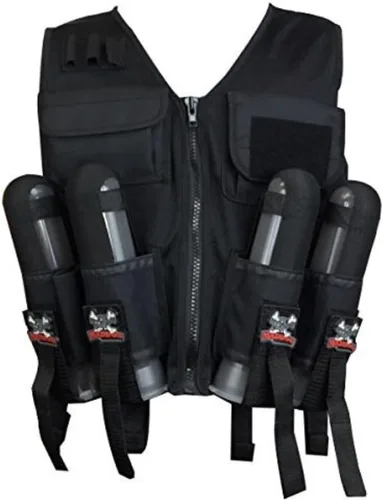 Maddog Chaleco táctico ligero de paintball - Capacidad para 4 cápsulas y tanque 90ci Chaleco solamente