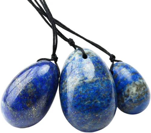 Miniatura 12 de mookaitedecor Juego de 3 huevos Yoni de cuarzo rosa, preperforados con cuerda sin encerar, piedras de masaje para mujeres para fortalecer los rosado
