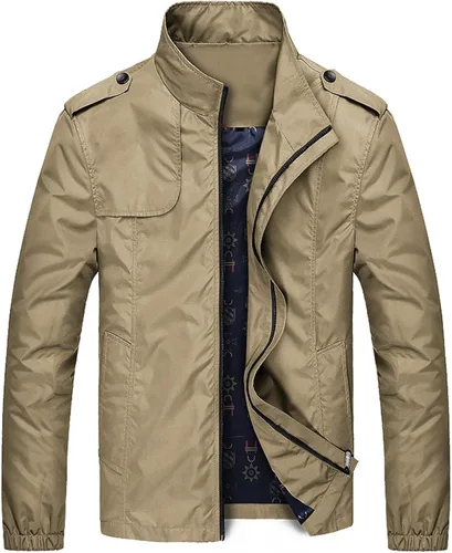 Miniatura 4 de Chaqueta bomber para hombre, casual, ligera, cortavientos, suave, con cremallera, ajustada, abrigos, primavera, otoño, trajes para exteriores