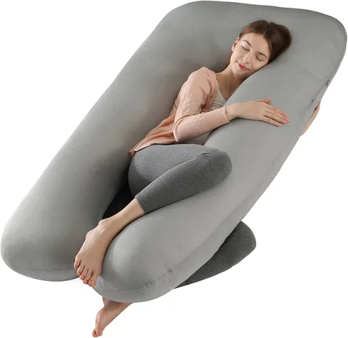 Miniatura 16 de Amagoing - Almohada de embarazo refrescante para dormir, almohada de maternidad en forma de U de cuerpo completo para mujeres con dolor de cadera