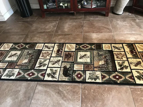 Miniatura 8 de Alfombra de pasillo estilo cabaña, estilo rústico, nativo americano, occidental, oso, alce, ciervo, vida silvestre, cabaña, diseño nativo 386