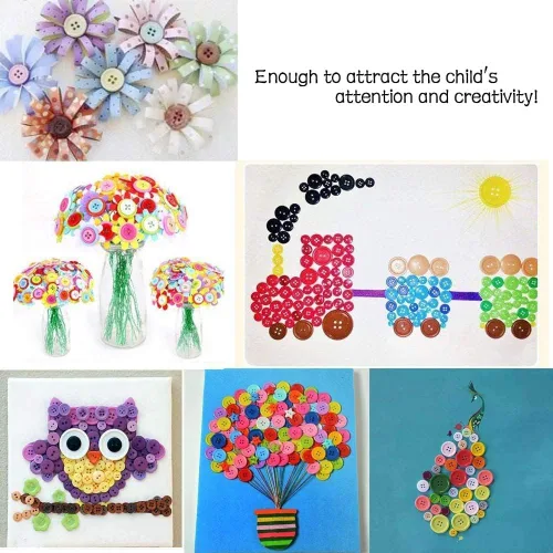 Miniatura 6 de Botones Greentime para manualidades, 250~300 piezas de colores mixtos, botones redondos de resina de 2 y 4 agujeros para costura pintada a mano