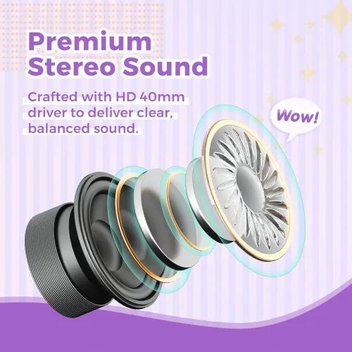 Miniatura 3 de vinamass Auriculares para niños, auriculares con cable para niños con limitador de volumen seguro, auriculares para niños con cable de 0.138 in