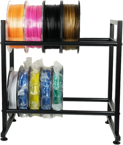 Miniatura 5 de Iverntech Soporte de carrete de filamento para impresora 3D, estante de almacenamiento de filamentos de 2 niveles, organizador de carrete